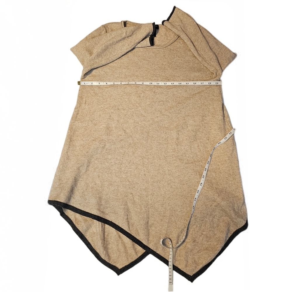 Philosophy Dan Lewis Asymmetrical Cashmere Tunic Sweater Oatmeal/Grey Trim - Picture 8 of 11